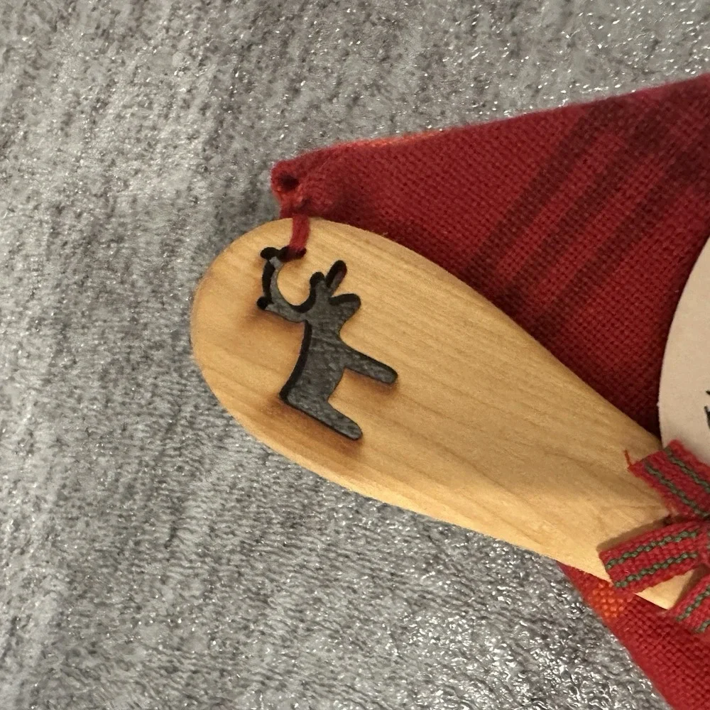 Swedish Wood Butter Knife and Red Towel Set New